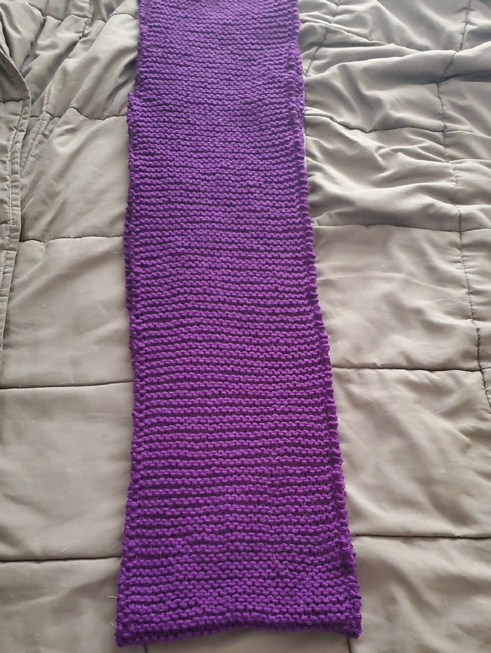Handmade Chunky Knit Scarf in Vibrant Purple - Picture 2 of 2